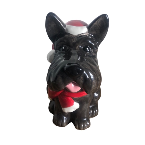 Holiday Time black Scottish Terrier 12 inch ceramic cookie jar - Picture 1 of 6